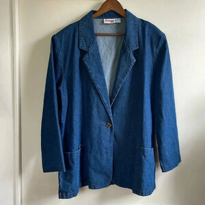 Vintage 1980s Denim Blazer, Blue, Women’s 20w